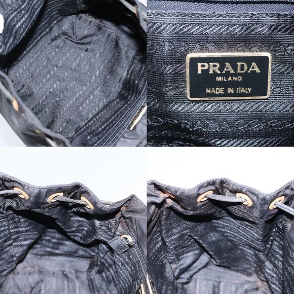 PRADA Backpack Nylon Black Gold Auth bs22978 - Picture 12 of 14